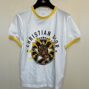 Dior Tiger yellow border t-shirt SS22, NWOT, size XS